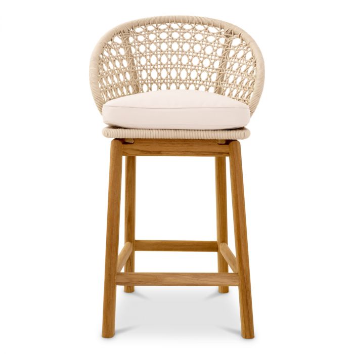 Outdoor Counter Stool Trinity cream weave flores off-white