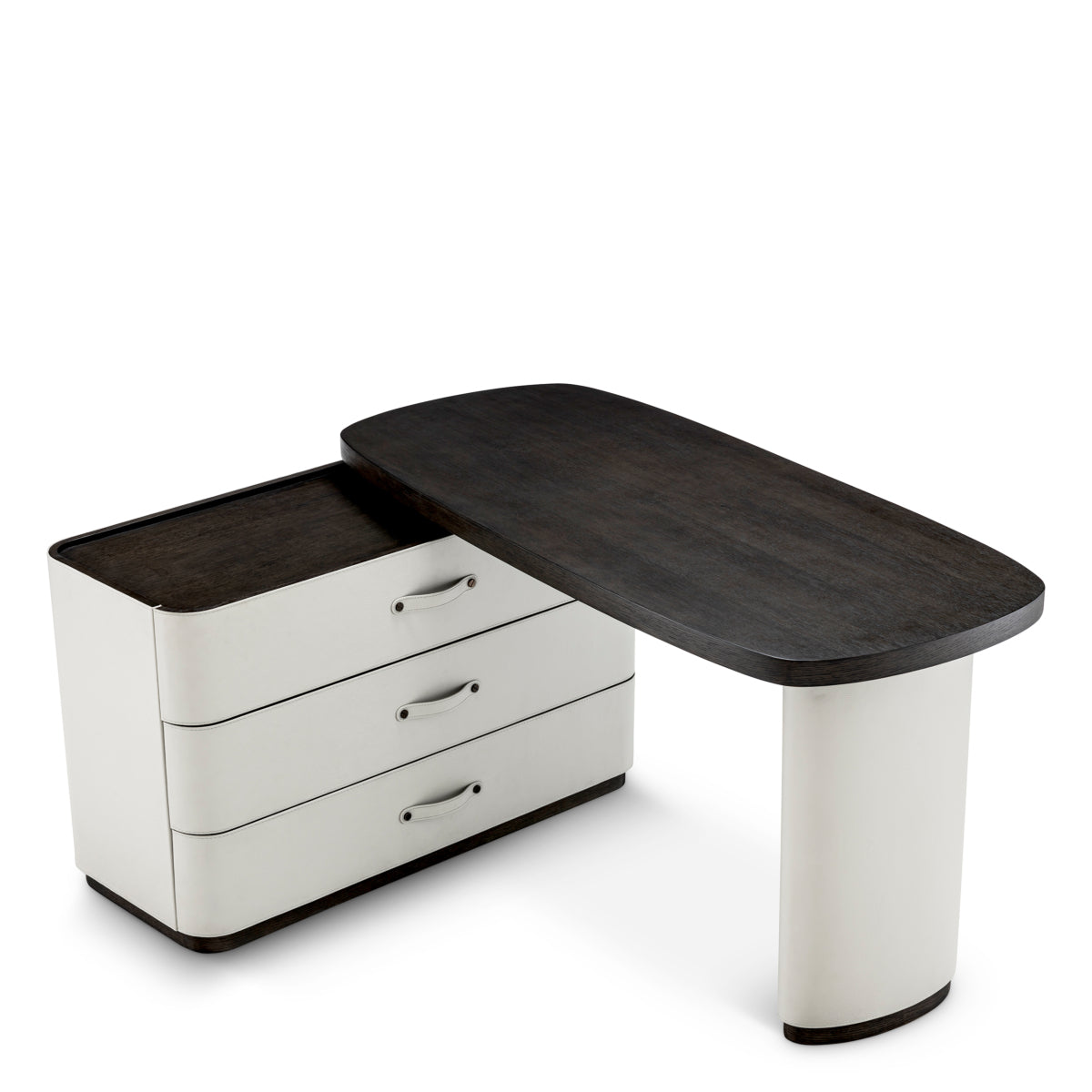 Gray Leather Rotating Desk Numana | Eichholtzmh.com