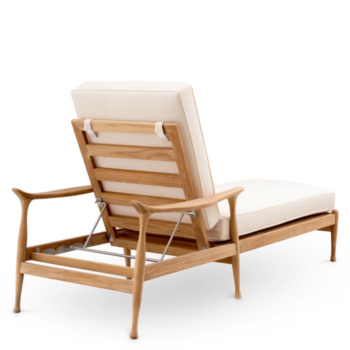 Outdoor Daybed Manzo natural teak flores off-white incl cushions