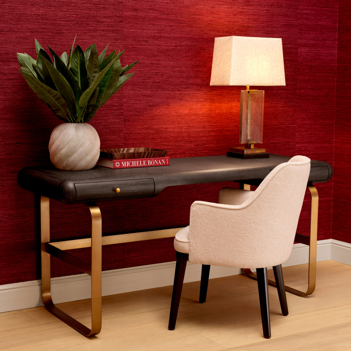 Gray Oak 2-Drawer Desk Nathaniel | Eichholtzmh.com