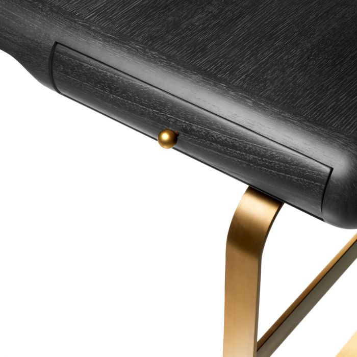 Desk Nathaniel charcoal grey oak veneer brushed brass finish