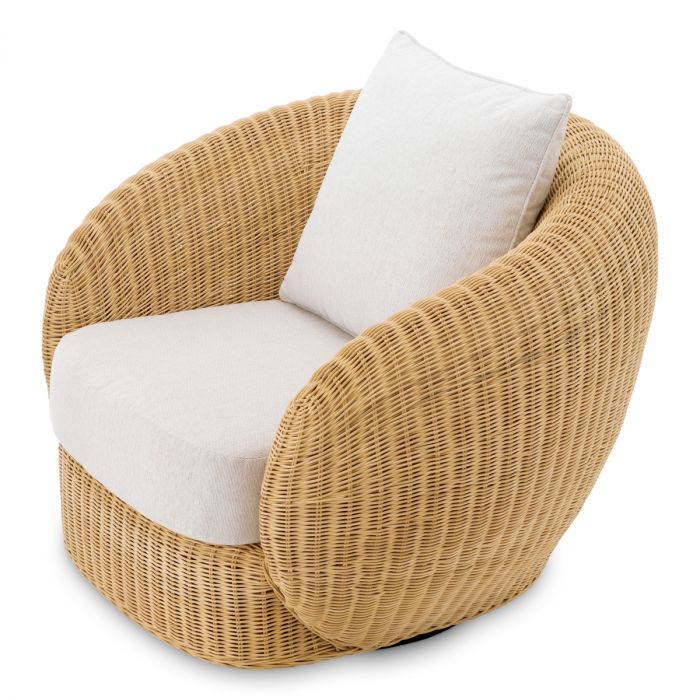 Swivel Chair Rafael natural rattan sentier cream