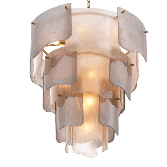 Chandelier Asinara L antique brass finish smoke glass