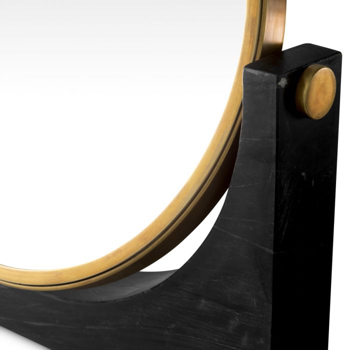 Table Mirror Vivaldi vintage brass finish black marble