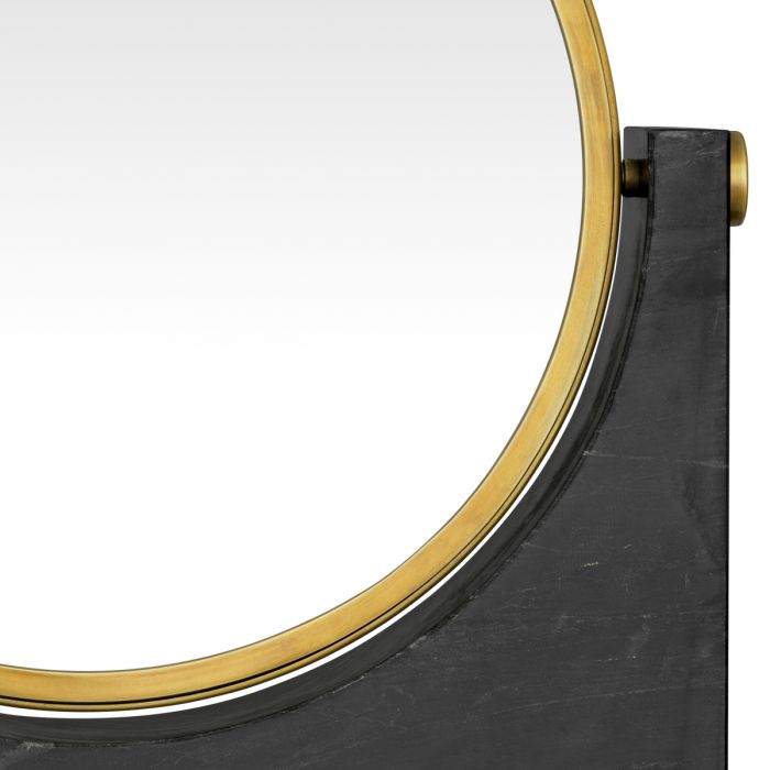 Table Mirror Vivaldi vintage brass finish black marble