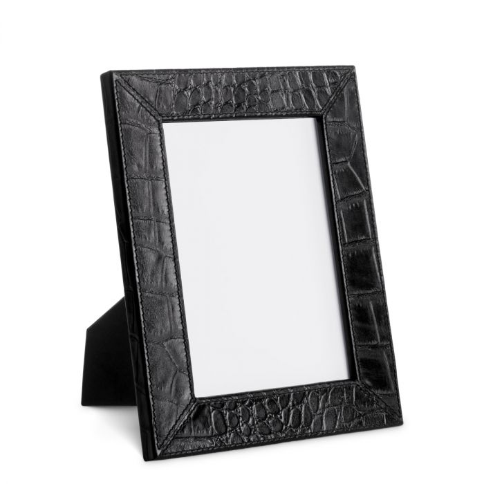 Picture Frame Scaleo croco embossed black leather set of 2