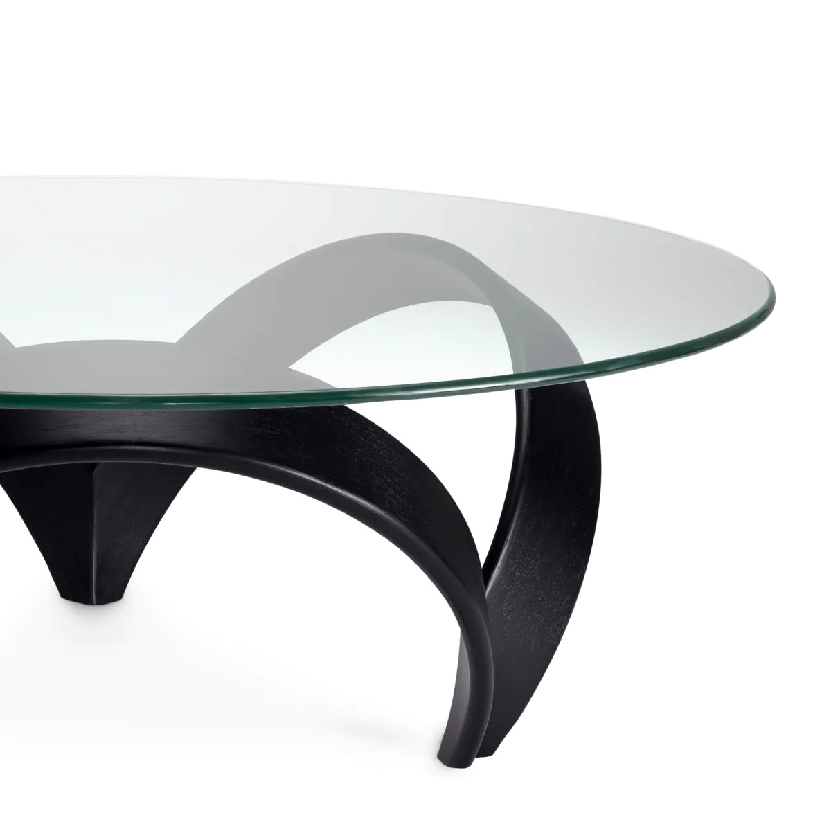 Black Round Glass Coffee Table Soquel