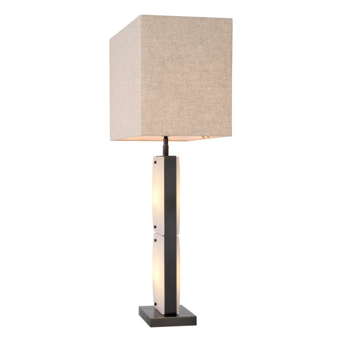 Table Lamp Ortiz bronze highlight finish alabaster incl shade