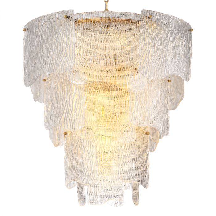 Chandelier Asinara L clear textured glass