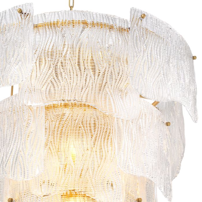Chandelier Asinara L clear textured glass