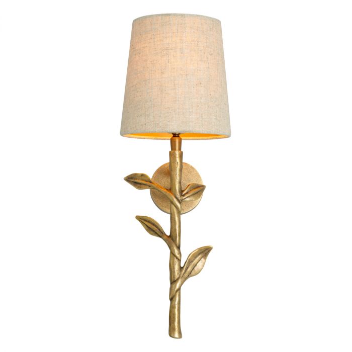 Wall Lamp Farini vintage brass finish incl linen mix shade