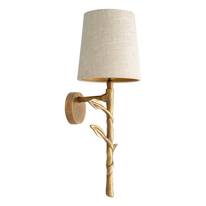 Wall Lamp Farini vintage brass finish incl linen mix shade