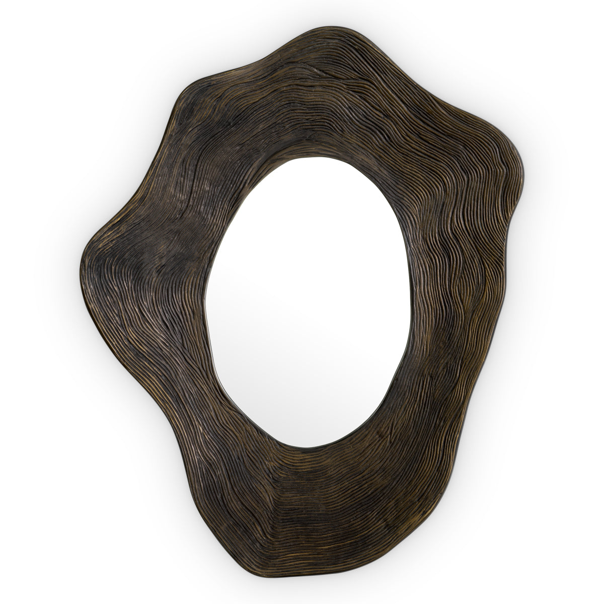 Brown Organic-Shaped Mirror Pavona