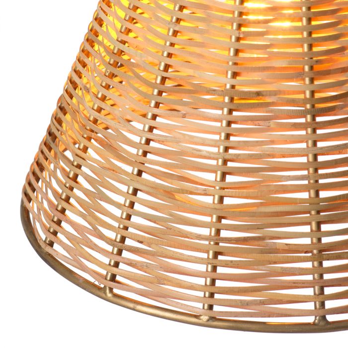 Pendant Kon Tiki vintage brass finish natural rattan