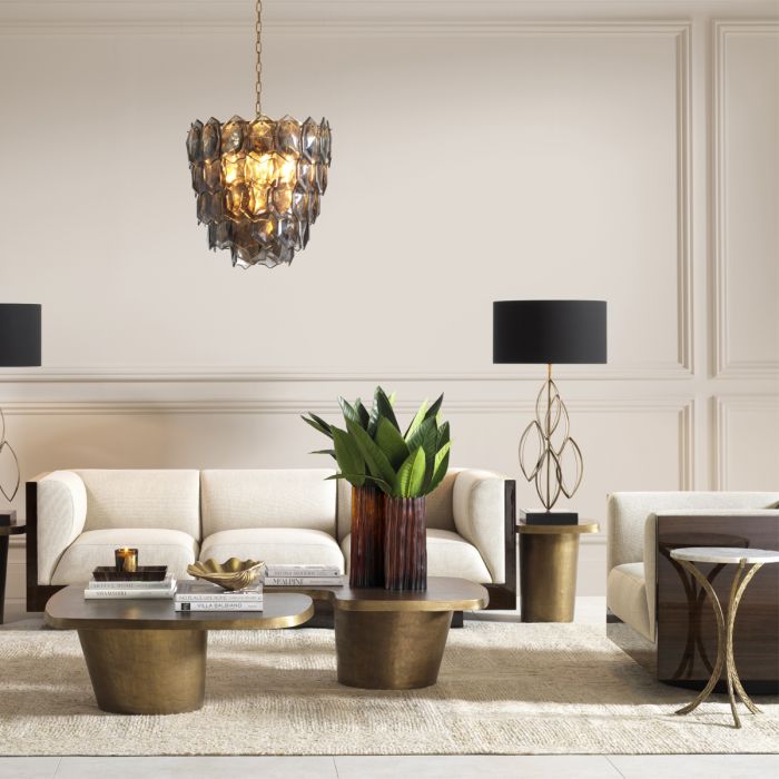 Side Table Emmeline vintage brass finish white marble