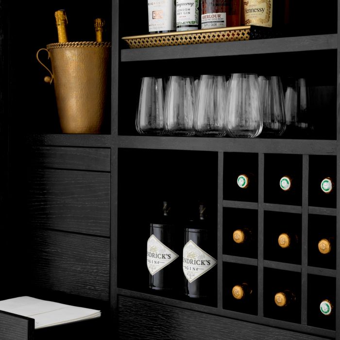 Bar Cabinet Connaught charcoal grey oak veneer bronze finish