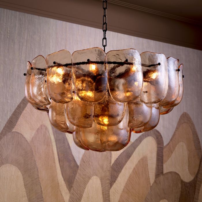 Chandelier Gustave champagne colored glass