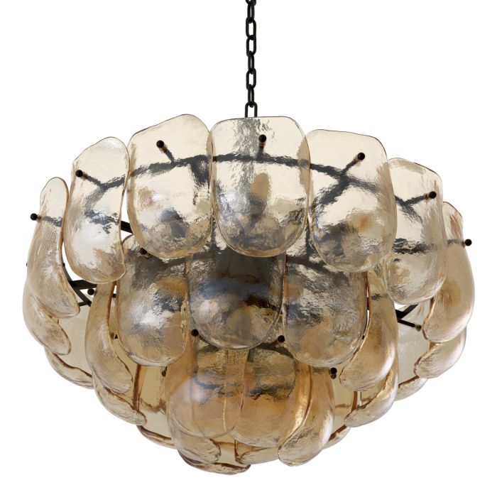 Chandelier Gustave champagne colored glass
