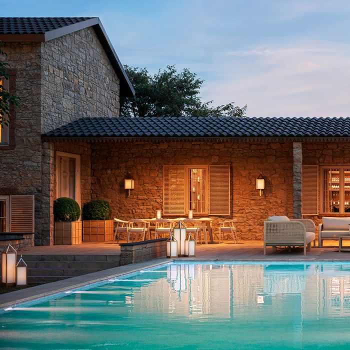 Outdoor Dining Chair Beale natural teak flores off-white