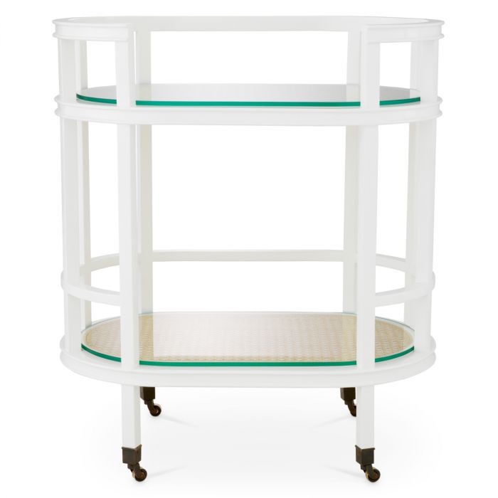 Trolley Bahamas piano white finish natural cane