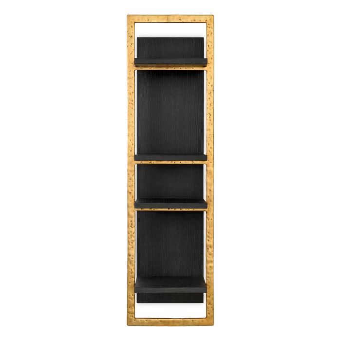 Wall Cabinet Belcanto charcoal grey oak veneer brushed brass finish