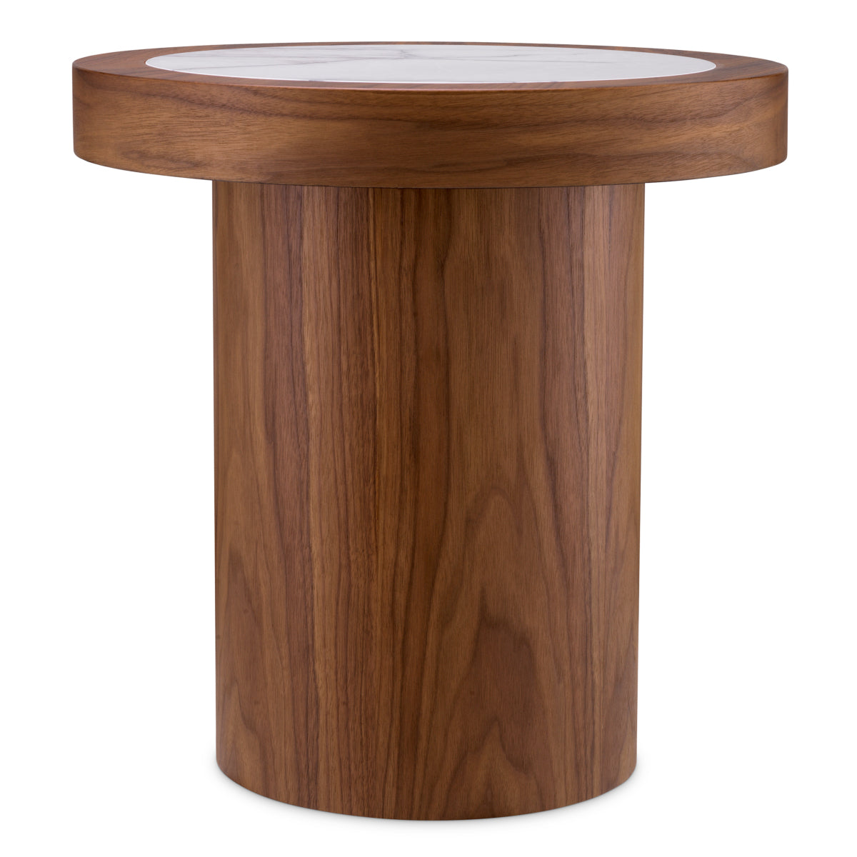 Walnut Veneer Marble Top Side Table Presedio