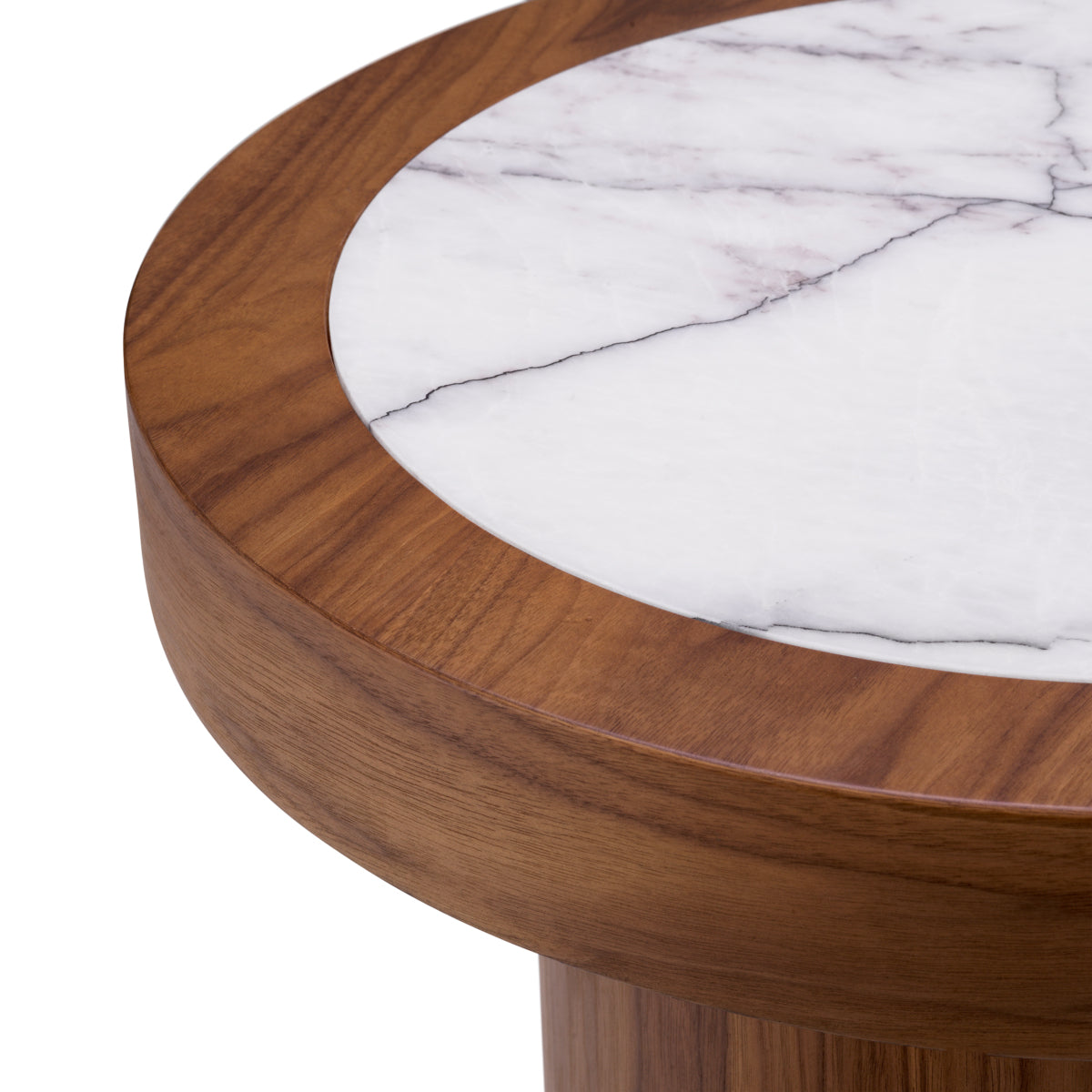 Walnut Veneer Marble Top Side Table Presedio