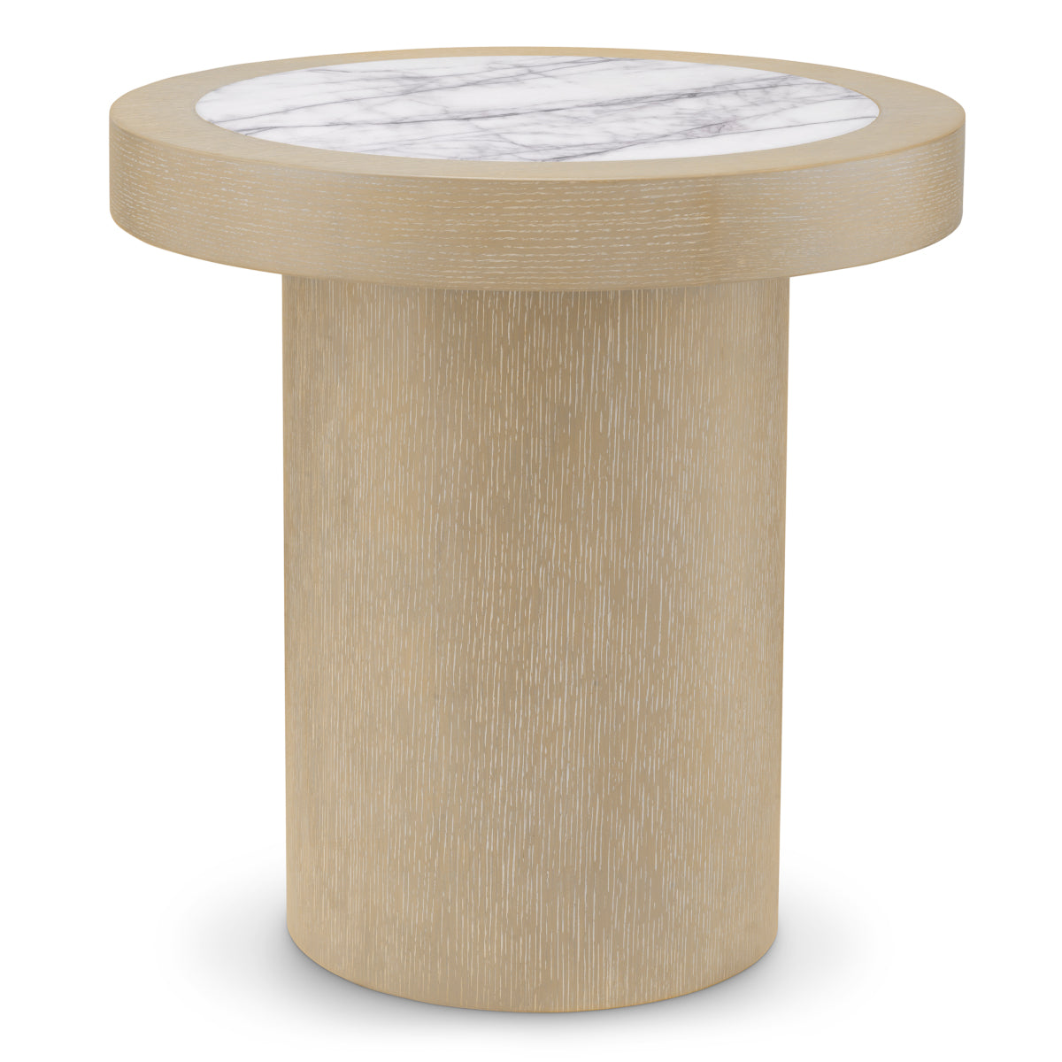 Washed Oak Marble Top Side Table Presedio
