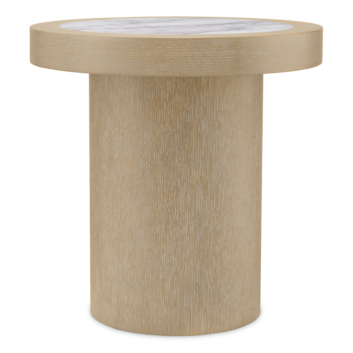 Washed Oak Marble Top Side Table Presedio