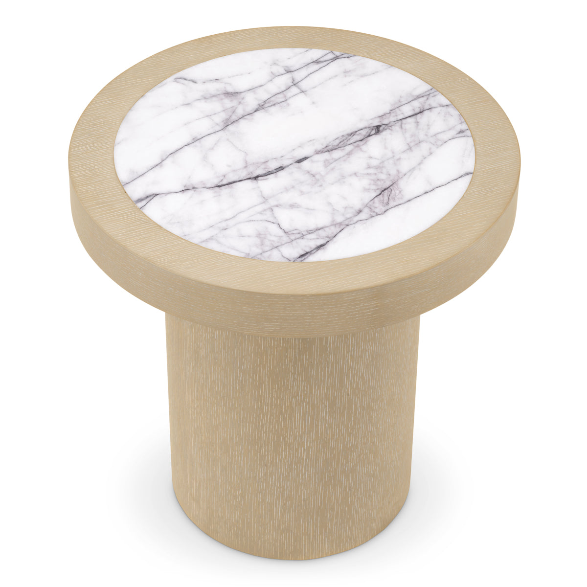 Washed Oak Marble Top Side Table Presedio