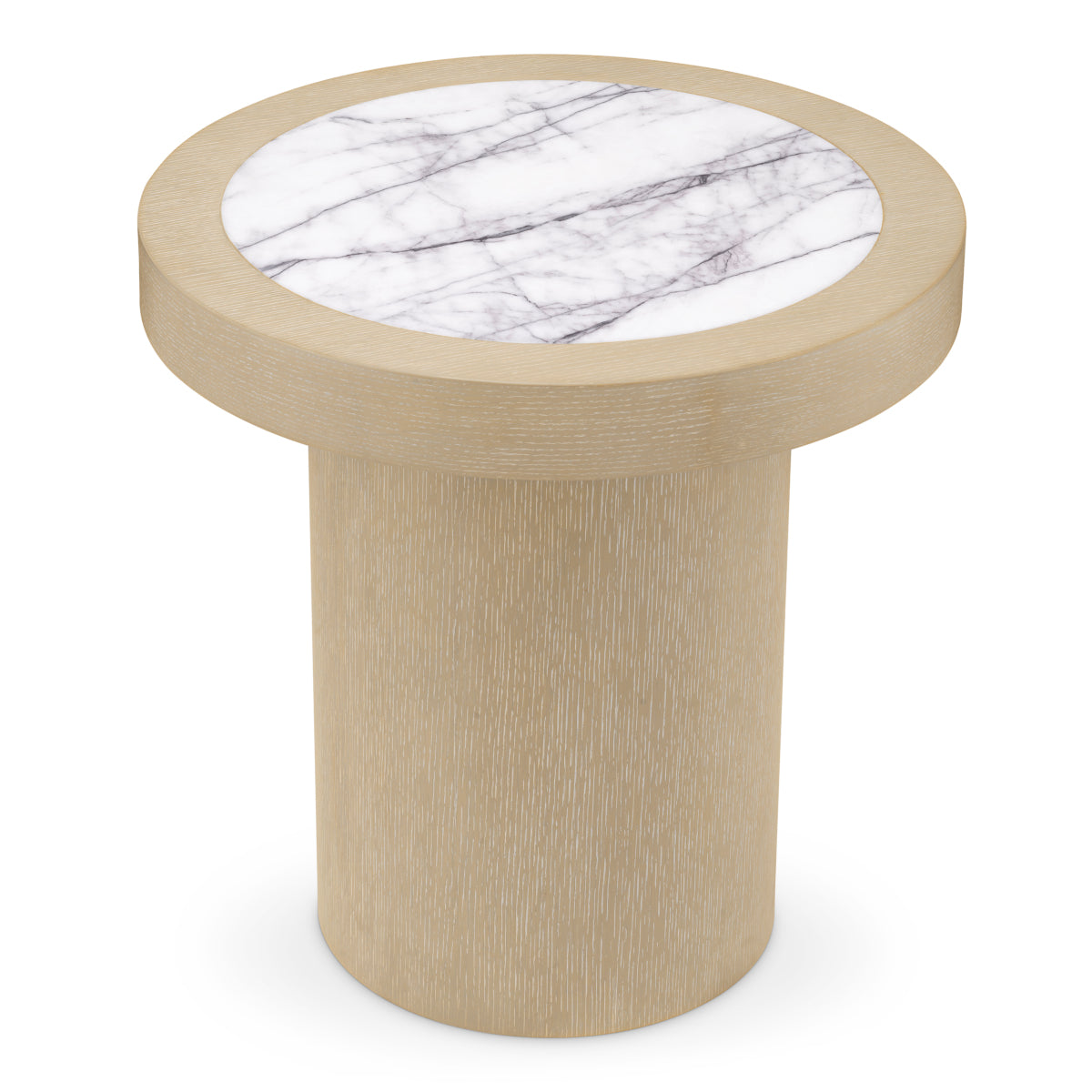 Washed Oak Marble Top Side Table Presedio
