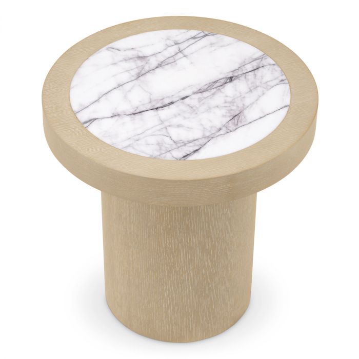 Side Table Presedio washed oak veneer biano lilac marble top
