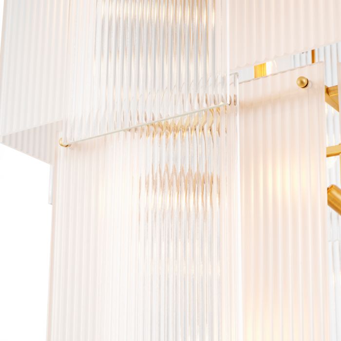 Chandelier Giardano clear and frosted glass antique brass finish