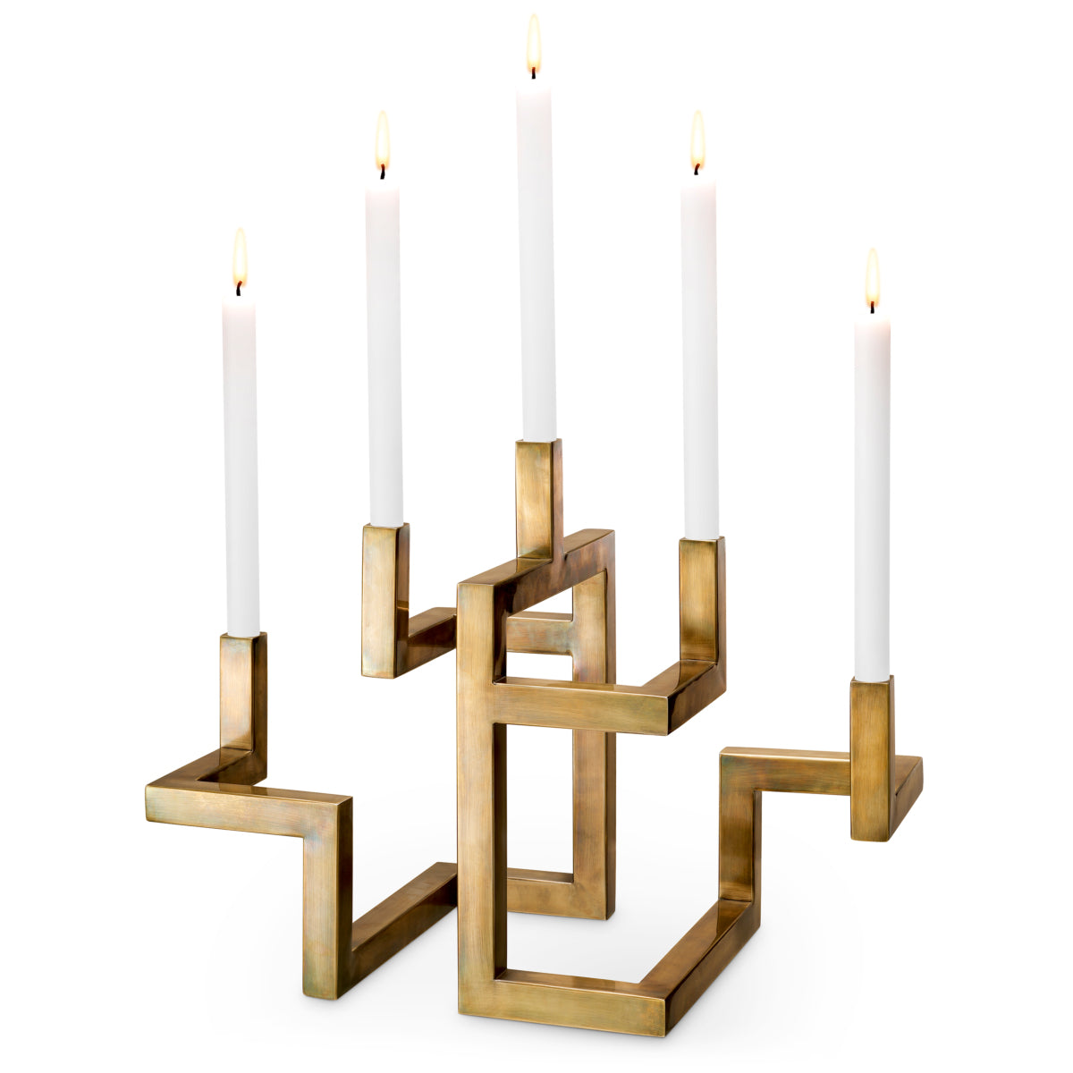 Vintage Brass 5-Arm Candle Holder Skyline