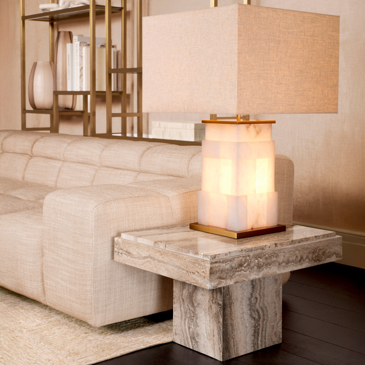 Silver Travertine Side Table Sartoria