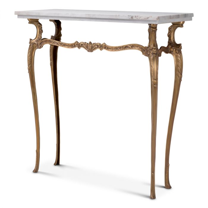 Console Table Fabiola vintage brass finish white marble