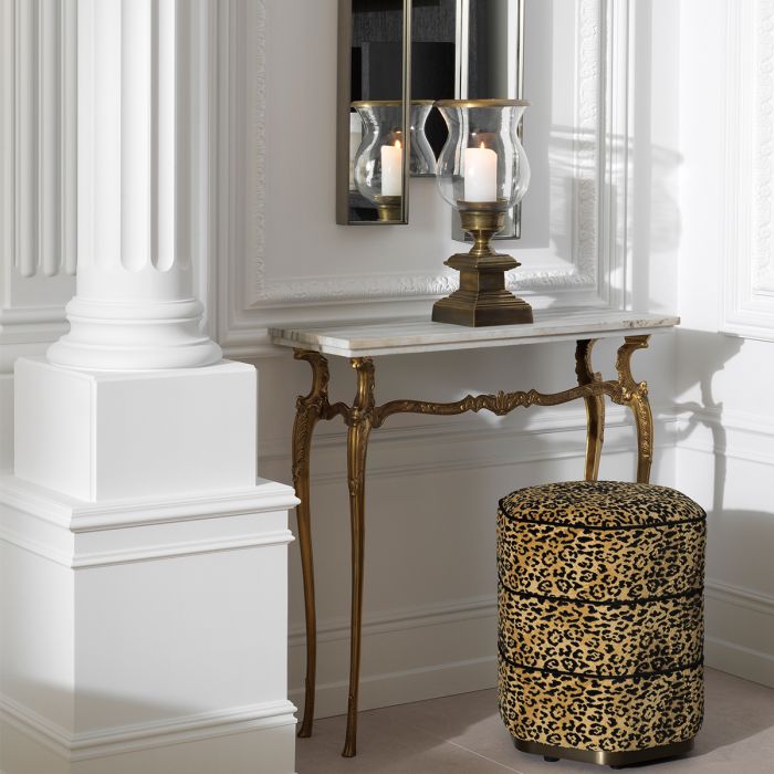 Console Table Fabiola vintage brass finish white marble