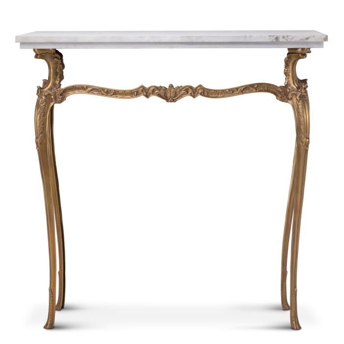 Console Table Fabiola vintage brass finish white marble