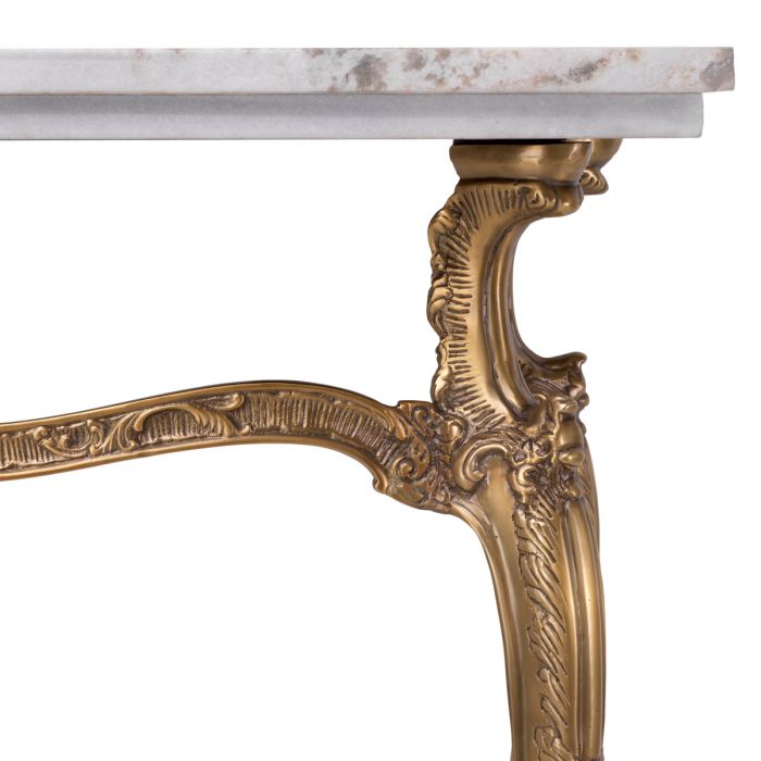 Console Table Fabiola vintage brass finish white marble