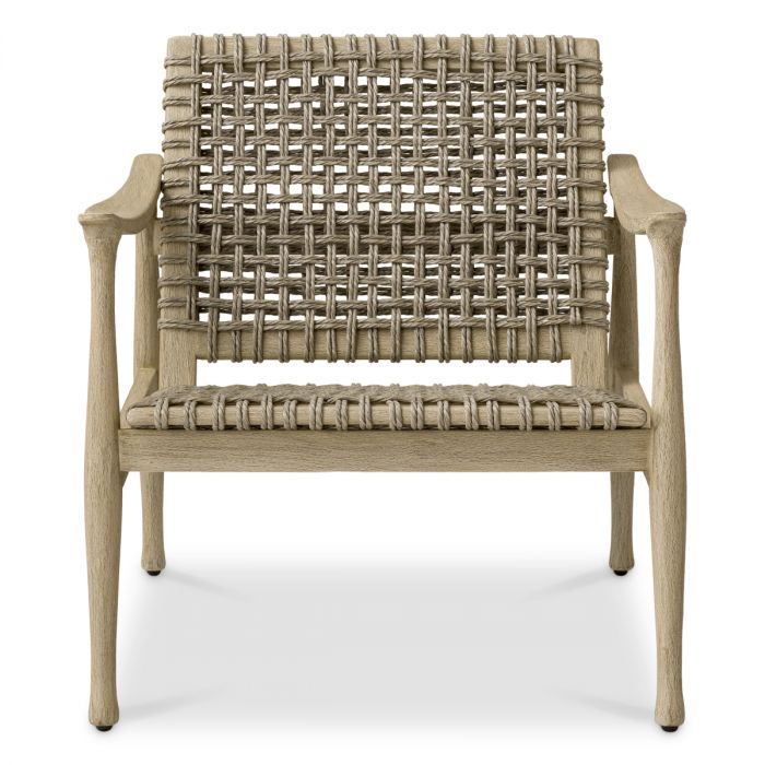 Outdoor Chair Manzo aged teak greige rope