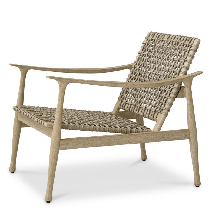 Outdoor Chair Manzo aged teak greige rope