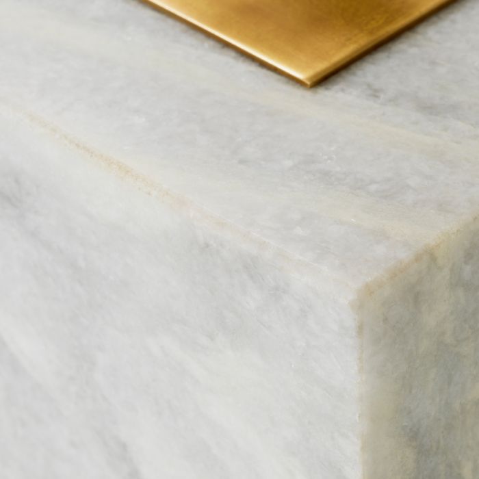 Table Mirror Jovanni vintage brass finish white marble