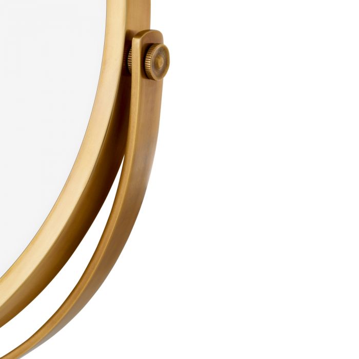 Table Mirror Jovanni vintage brass finish white marble