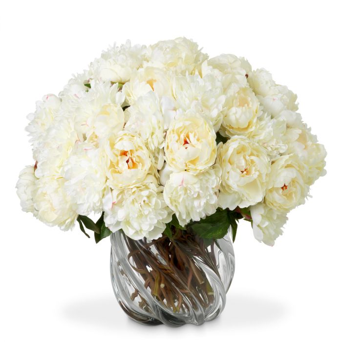 Bouquet of Peonies white tones real touch 48 pcs/2 varieties