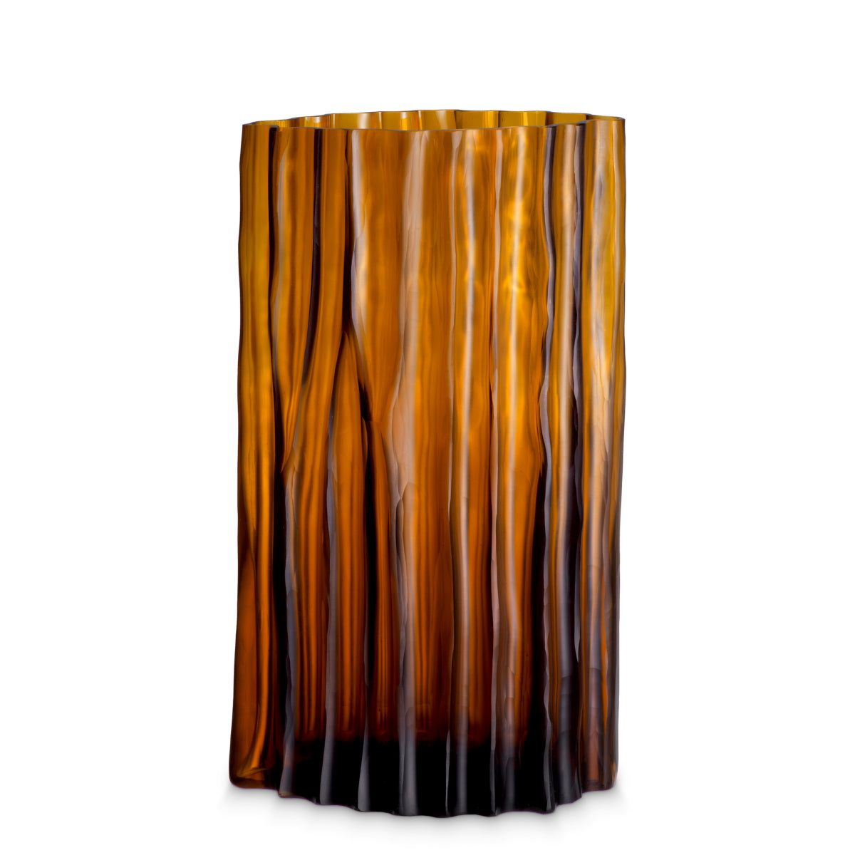 Fluted Amber Glass Vase S Vivente