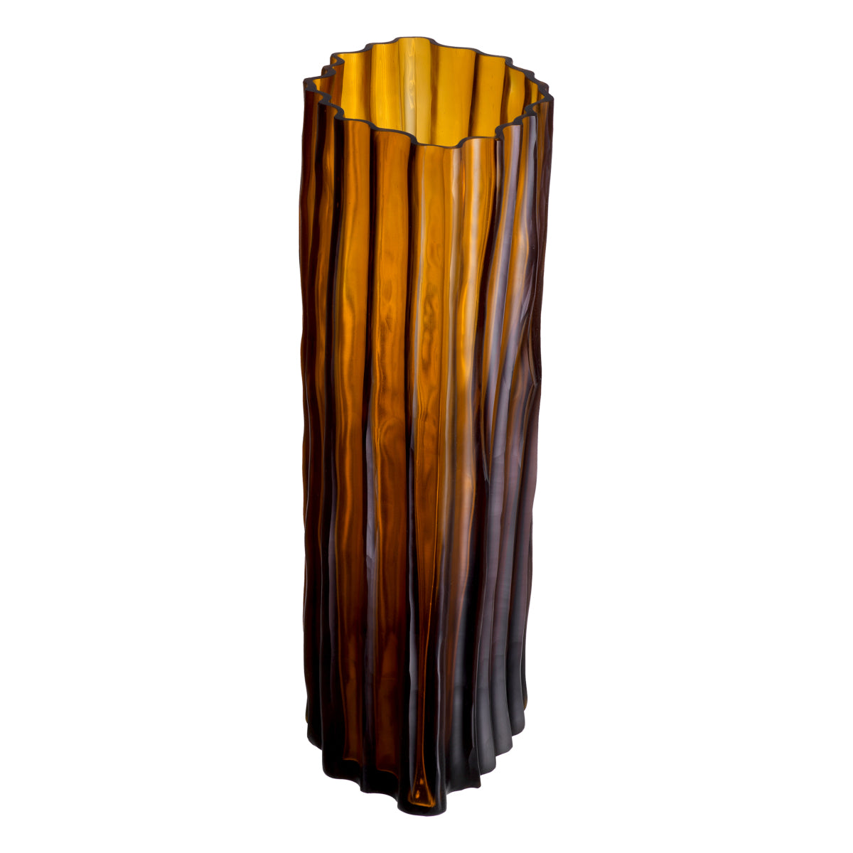 Fluted Amber Glass Vase S Vivente