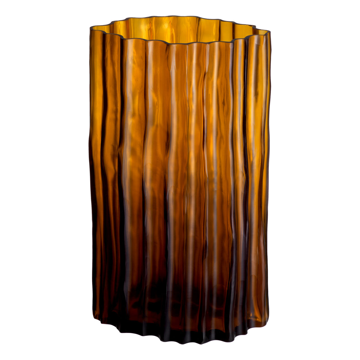 Fluted Amber Glass Vase S Vivente