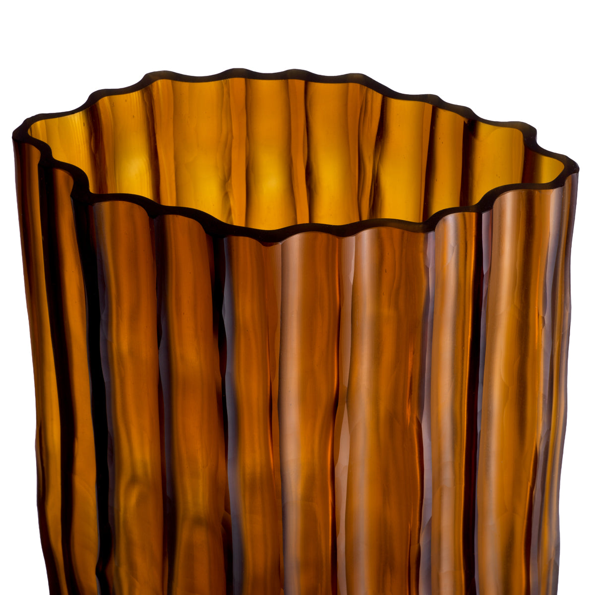 Fluted Amber Glass Vase S Vivente