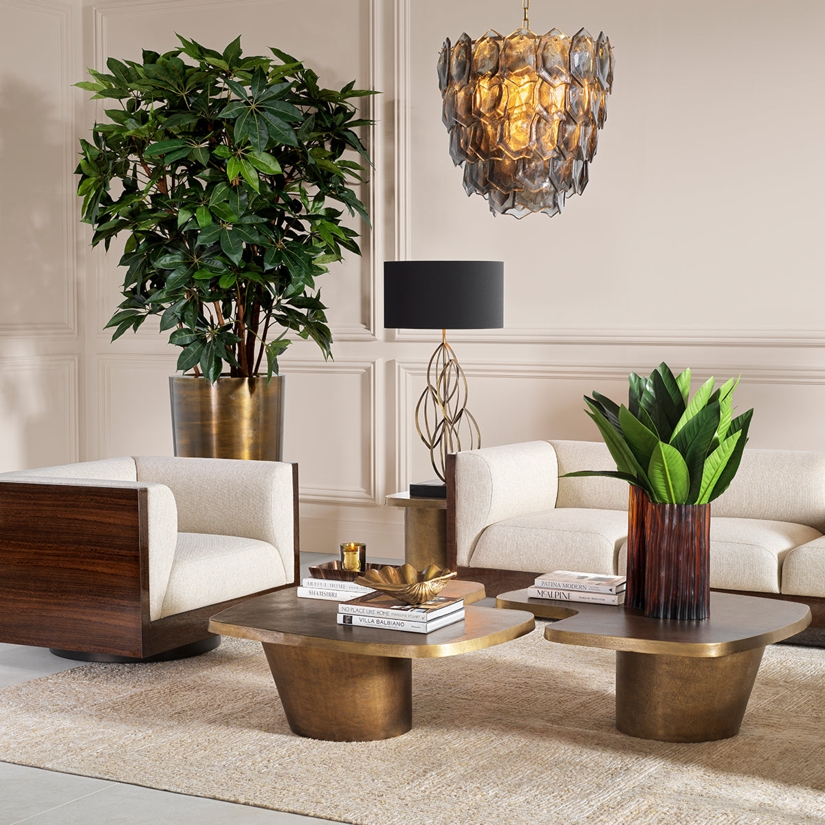 Fluted Amber Glass Vase L Vivente