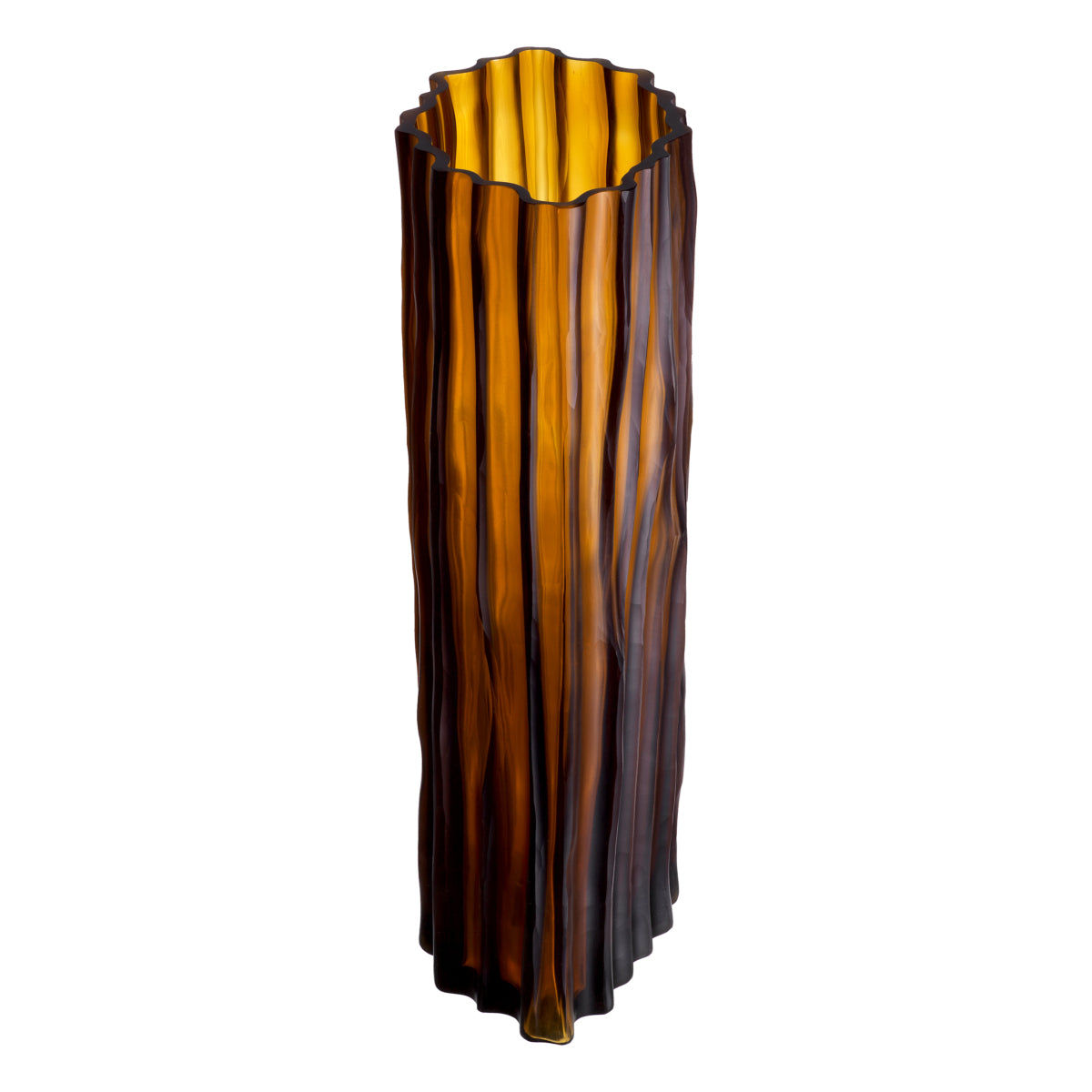 Fluted Amber Glass Vase L Vivente